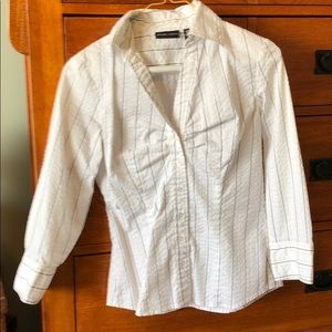 Black, silver stripped button down